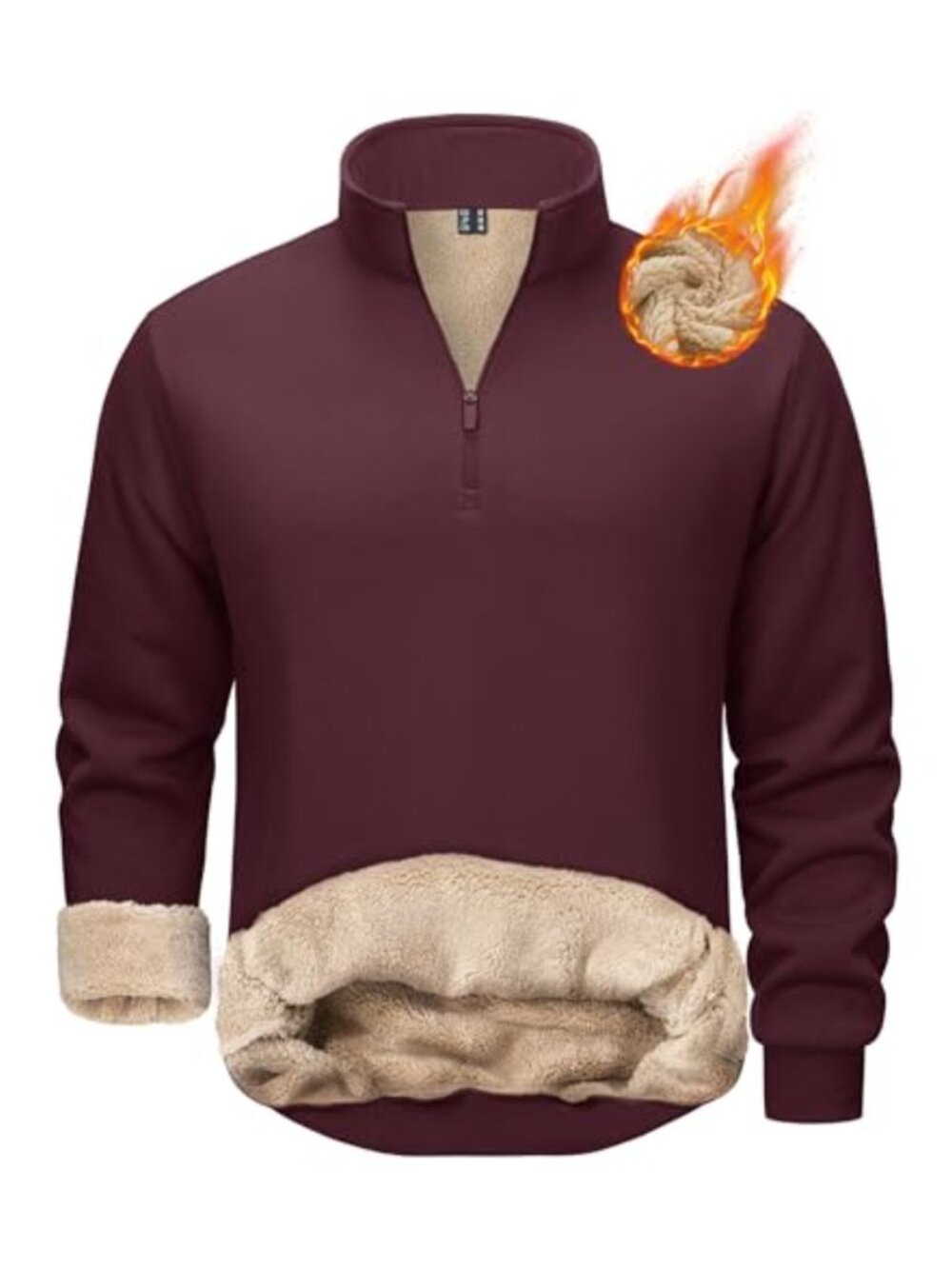 Men's Quarter Zip Sherpa Fleece Pullover Sweater Thermal Winter Warm